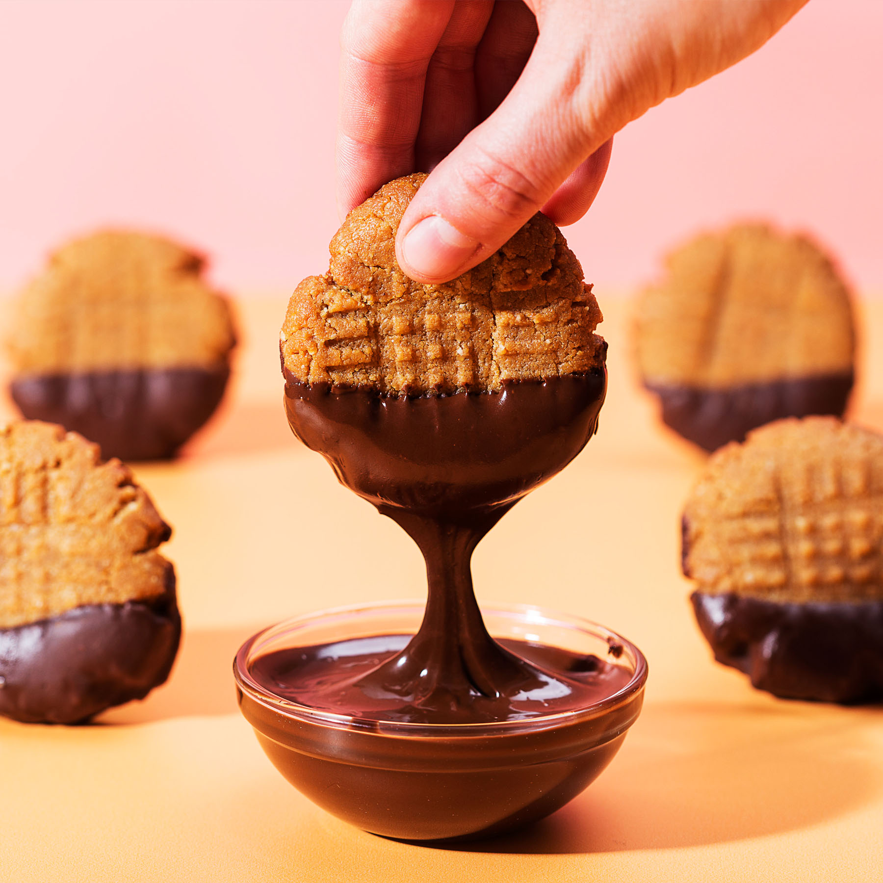 Keto Chocolate Dipped Peanut Butter Cookies