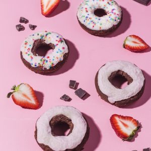 Strawberry Frosted Chocolate Donuts 