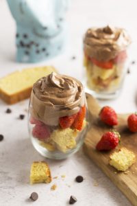 Cake Parfait with Strawberries and Chocolate Mousse