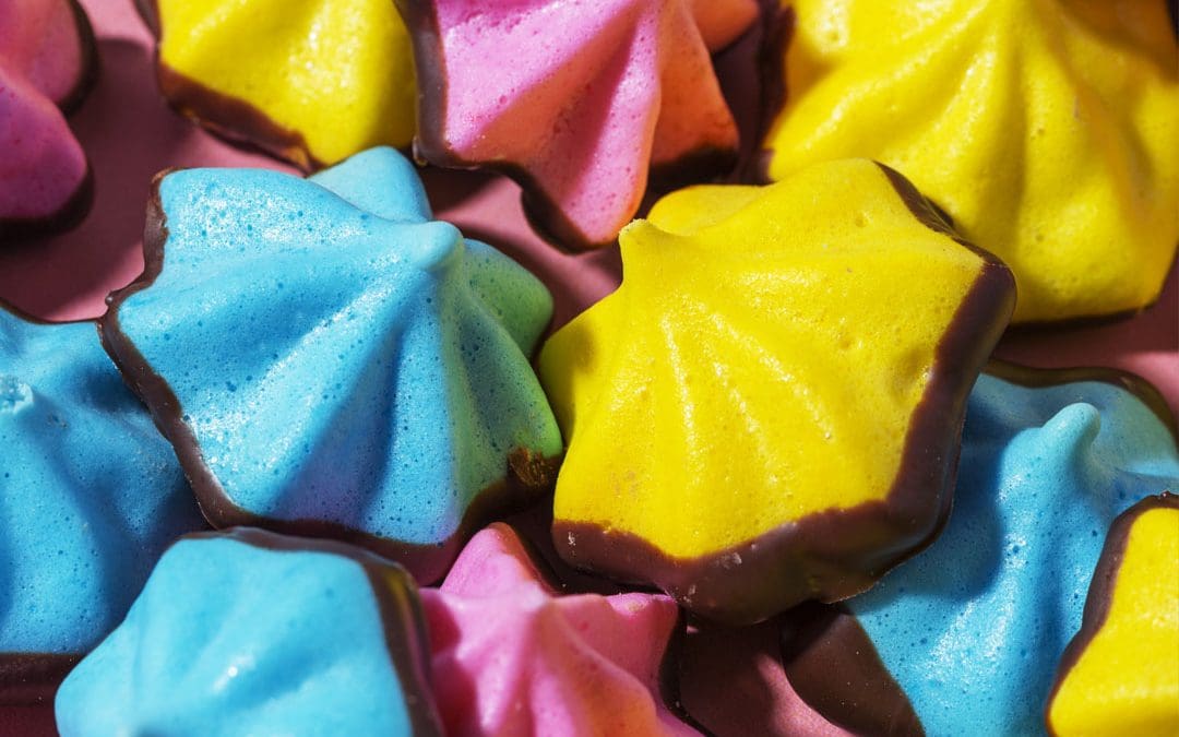 Chocolate-Dipped Pastel Meringues