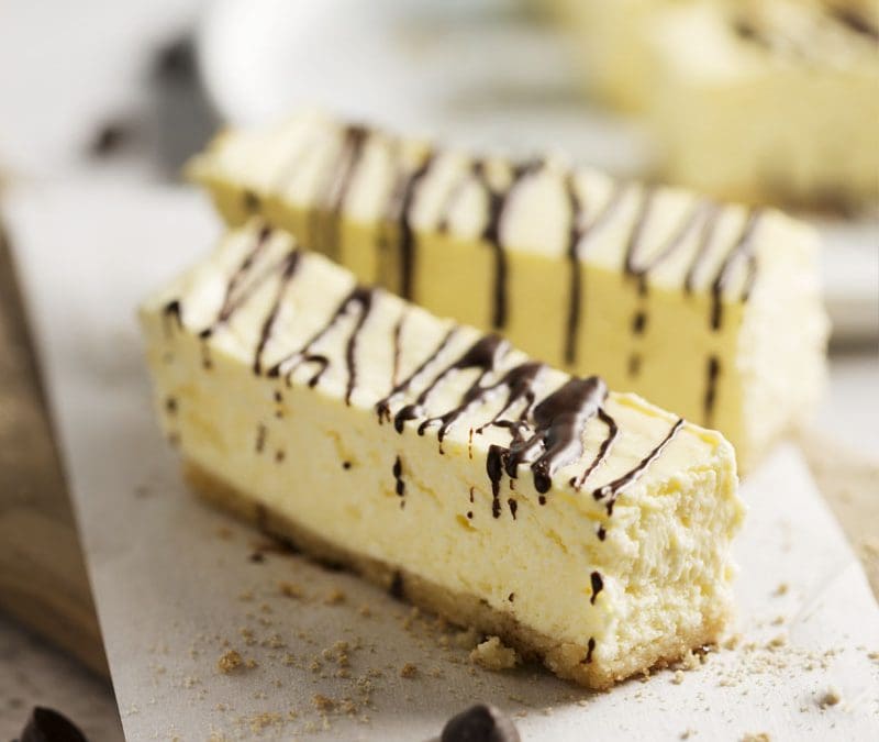 Cottage Cheese Cheesecake Bars with Chocolate Drizzle