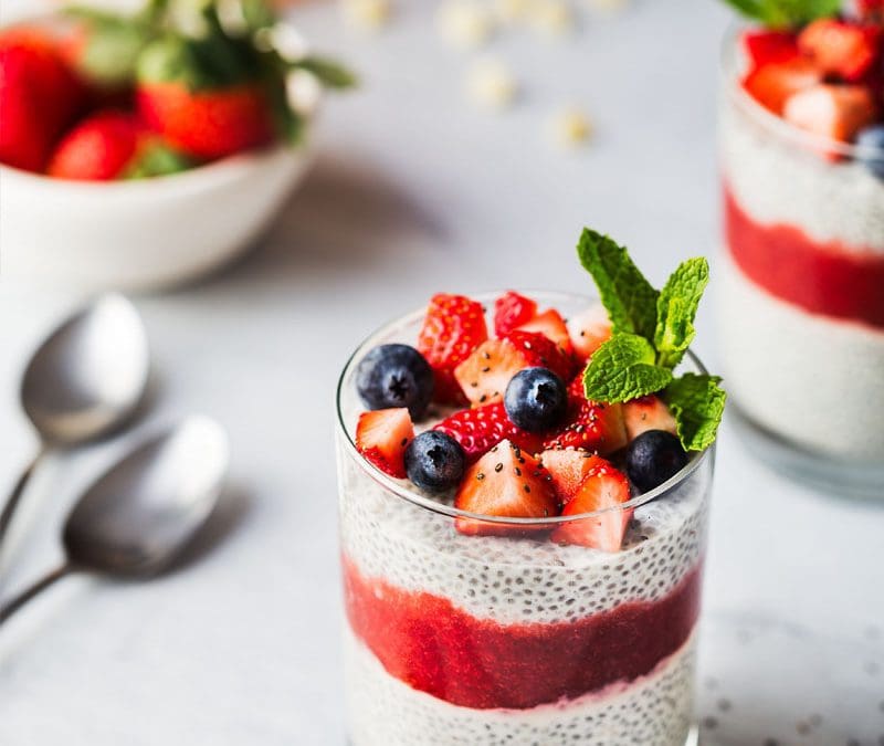 No Sugar Added White Strawberry Chia Pudding
