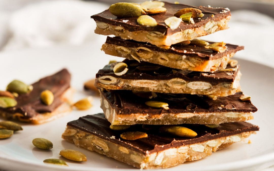 Keto Friendly Pumpkin Seed Dark Chocolate Toffee