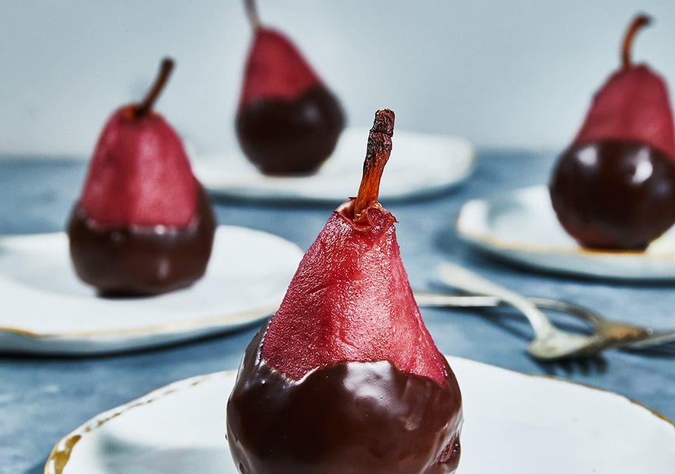 Poached Pears with Chocolate