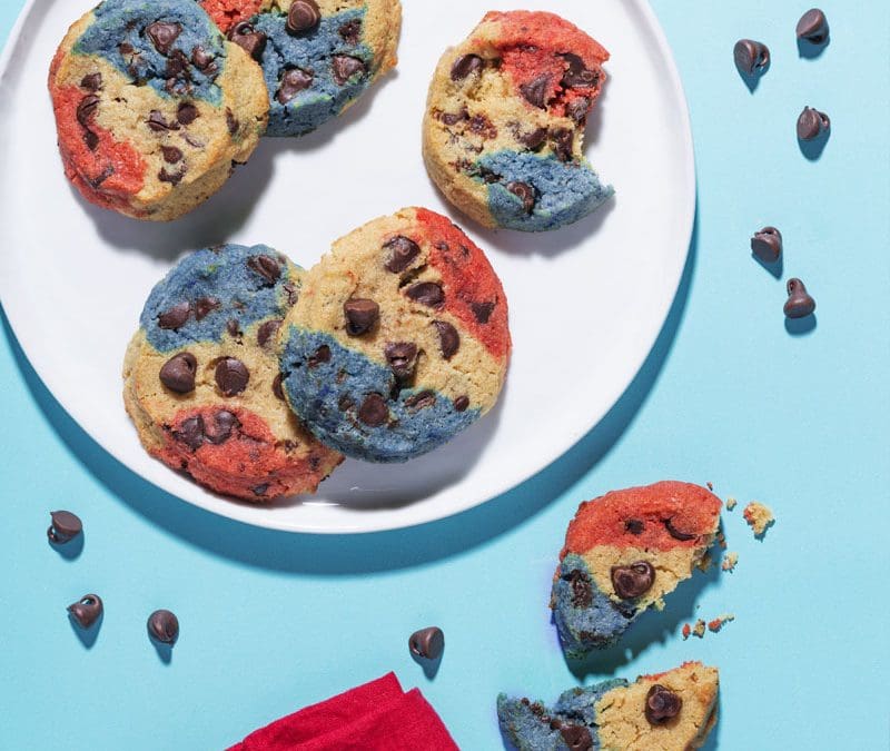 Red, White, and Blue Chocolate Chip Cookies