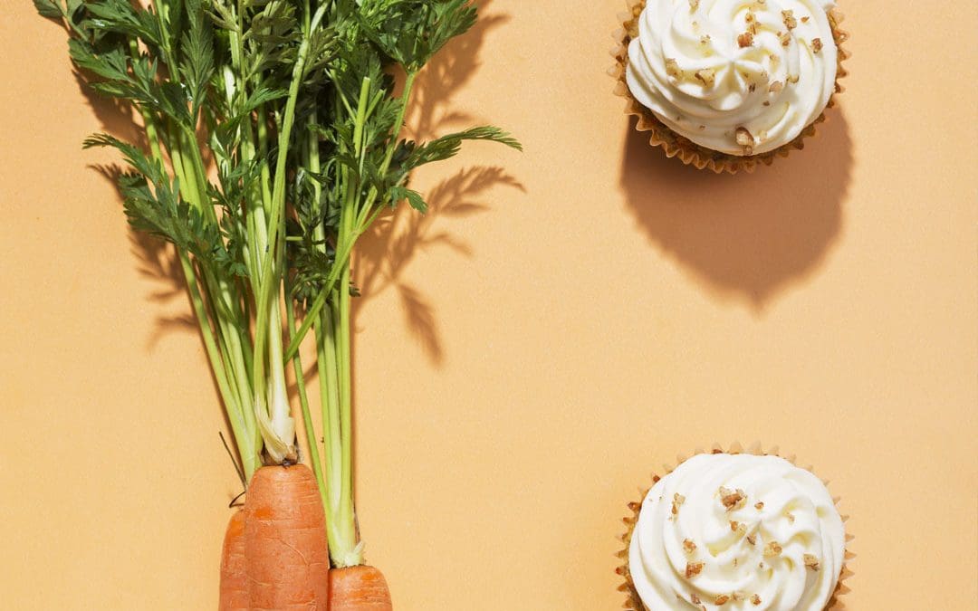 Carrot Cupcakes with White Frosting