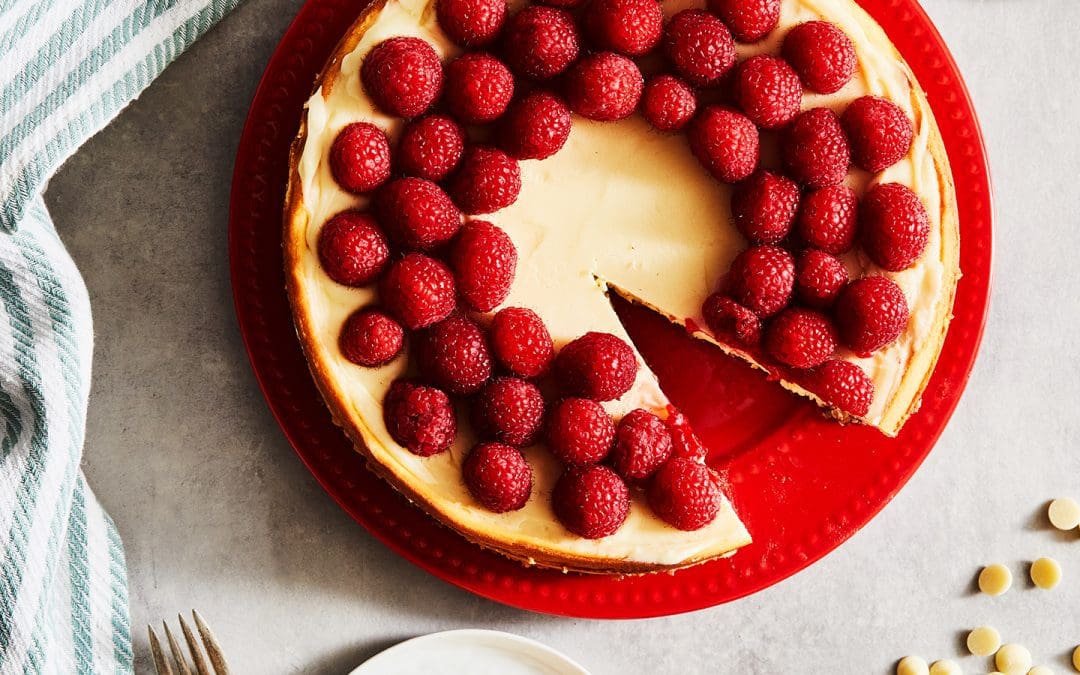 White Chip Cheesecake with Raspberries