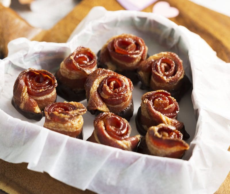 Chocolate-Dipped Bacon Roses