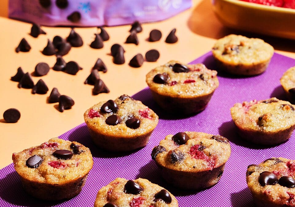 Raspberry Chip Chia Mini Muffins