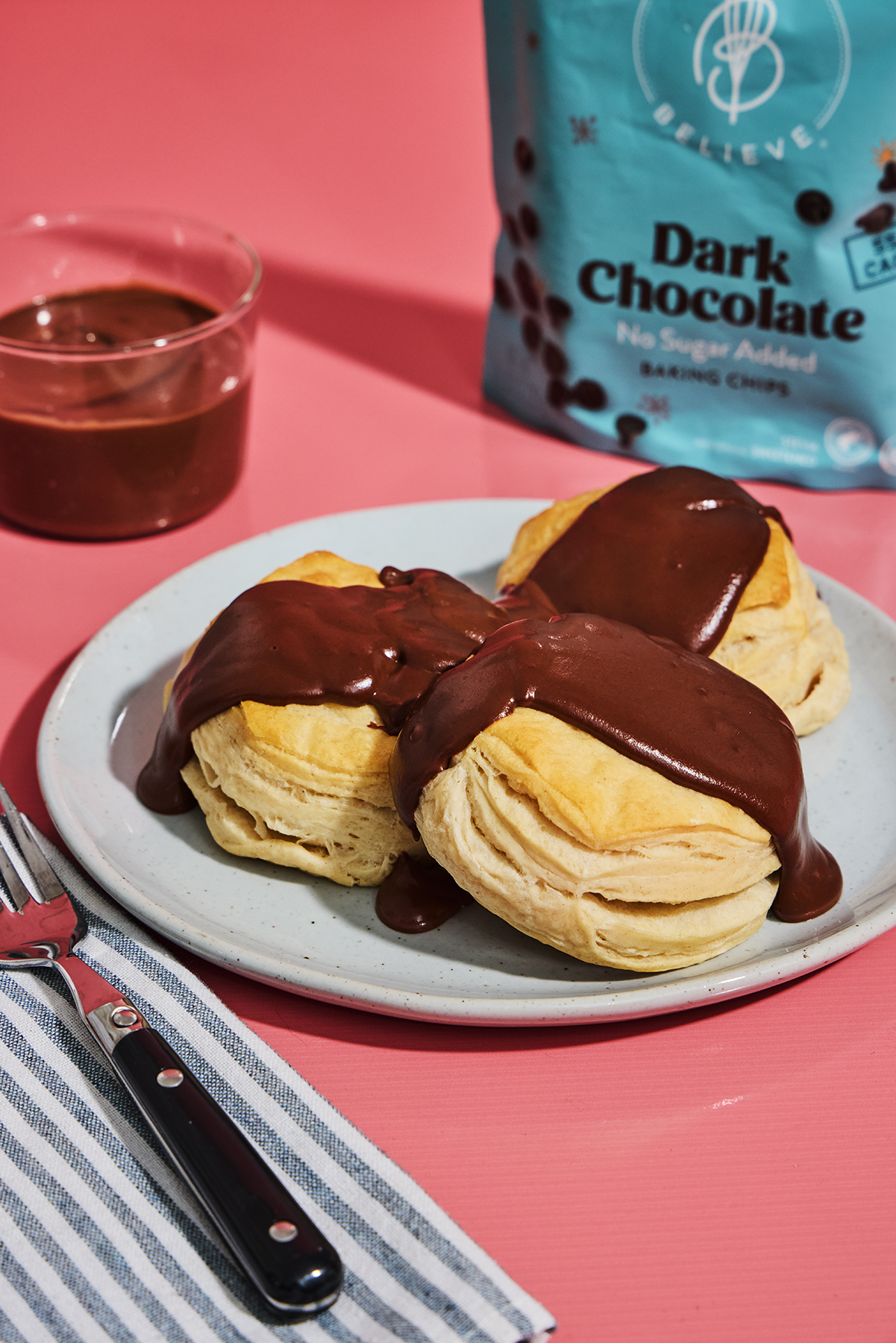Bake Believe Chocolate Gravy over biscuits