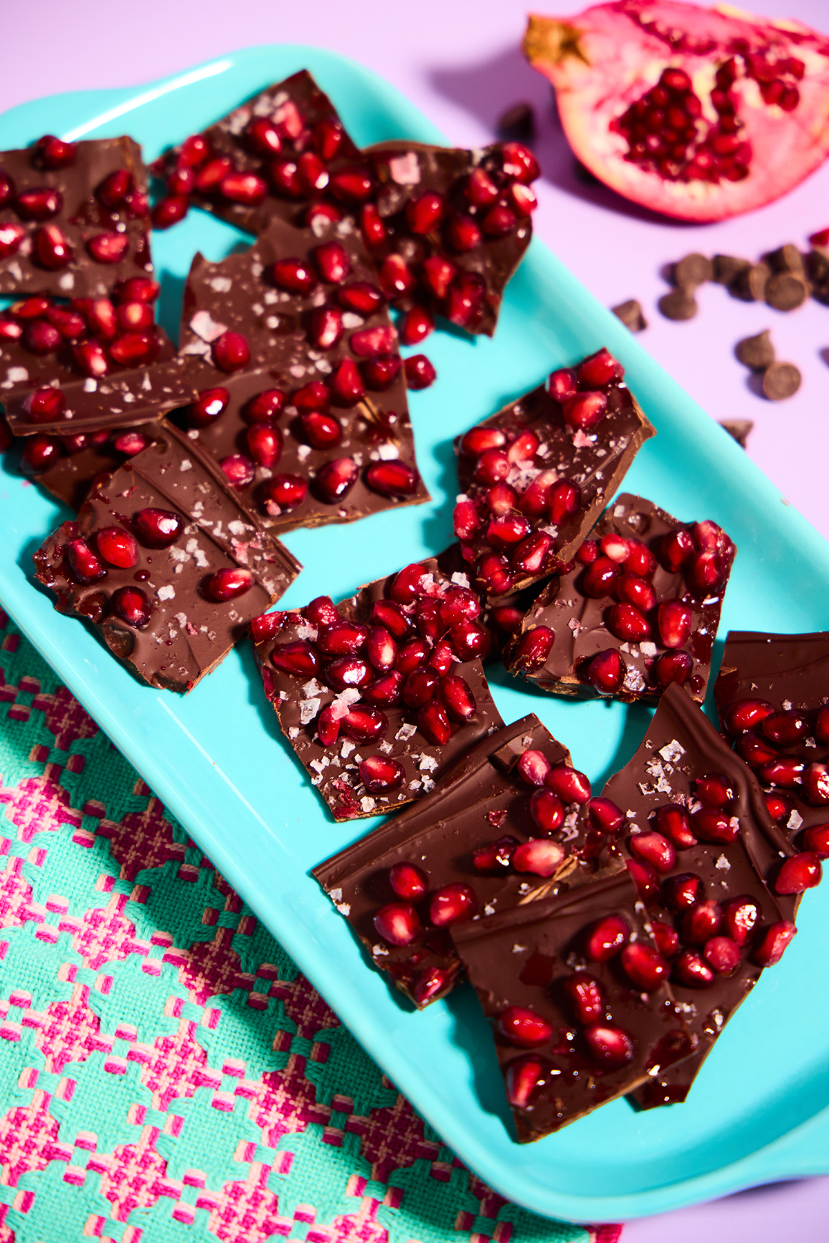 Bake Believe Dark Chocolate Bark with Pomegranate and Sea Salt