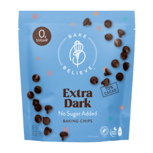 Package of Bake Believe Extra Dark Baking Chips